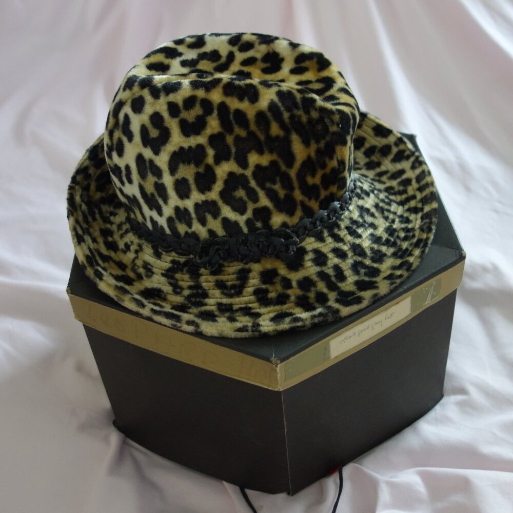 Vintage Chapeaux Nathalie Hats Montreal Leopard Print Hat with Box